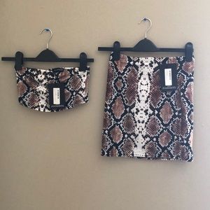 2 piece Snake-Print Skirt Set